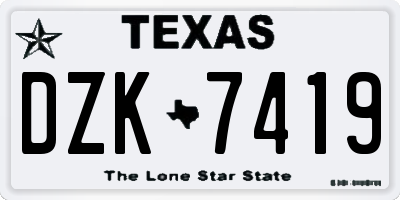 TX license plate DZK7419