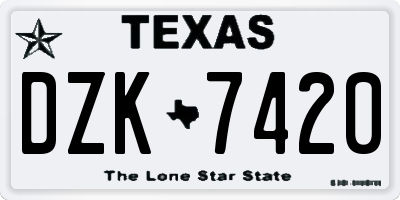 TX license plate DZK7420