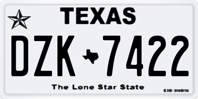 TX license plate DZK7422