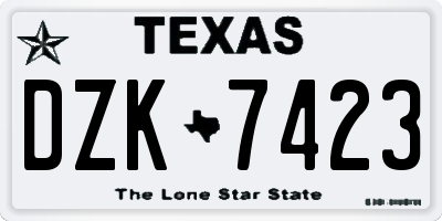 TX license plate DZK7423