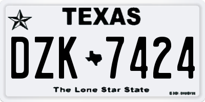 TX license plate DZK7424