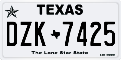 TX license plate DZK7425