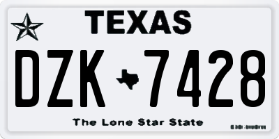 TX license plate DZK7428