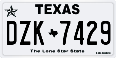 TX license plate DZK7429