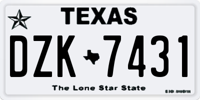 TX license plate DZK7431