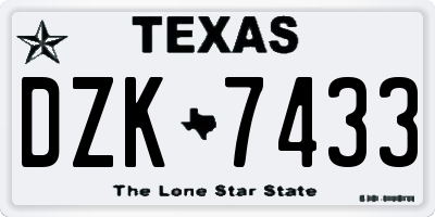 TX license plate DZK7433