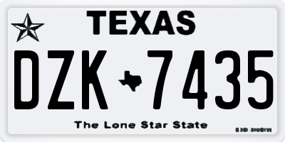 TX license plate DZK7435
