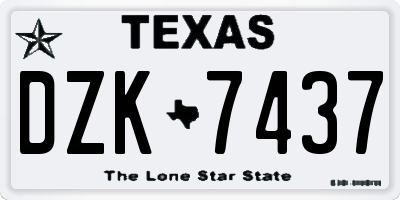 TX license plate DZK7437