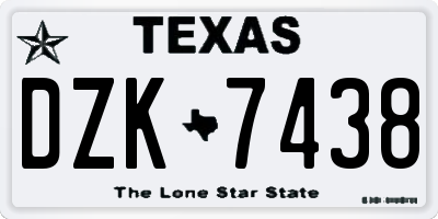 TX license plate DZK7438