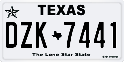 TX license plate DZK7441