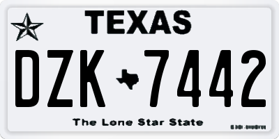 TX license plate DZK7442