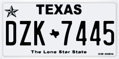 TX license plate DZK7445