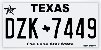 TX license plate DZK7449
