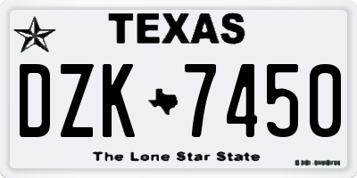 TX license plate DZK7450