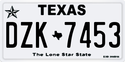 TX license plate DZK7453