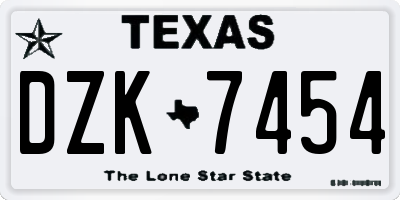 TX license plate DZK7454