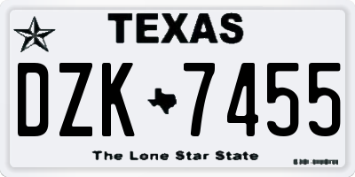 TX license plate DZK7455
