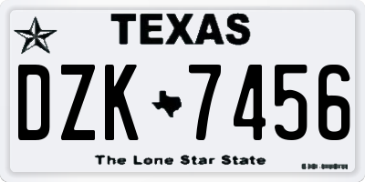 TX license plate DZK7456