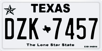 TX license plate DZK7457