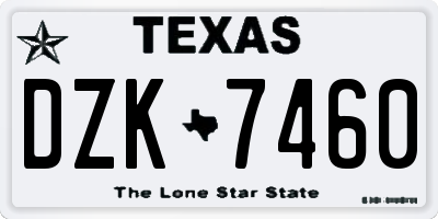 TX license plate DZK7460