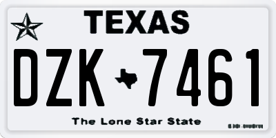 TX license plate DZK7461