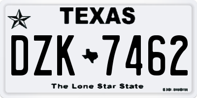 TX license plate DZK7462