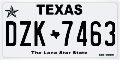 TX license plate DZK7463
