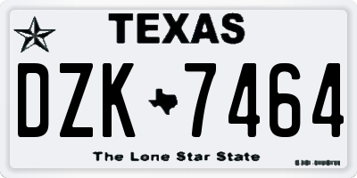 TX license plate DZK7464