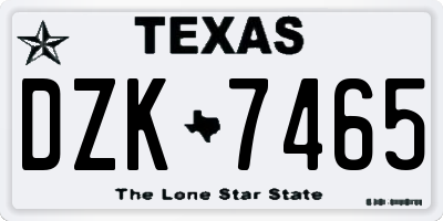 TX license plate DZK7465