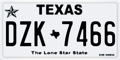TX license plate DZK7466