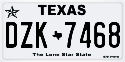 TX license plate DZK7468