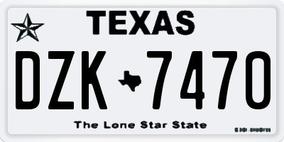 TX license plate DZK7470