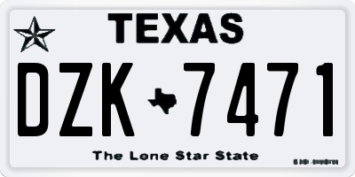 TX license plate DZK7471