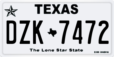 TX license plate DZK7472