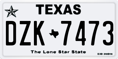 TX license plate DZK7473