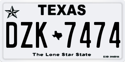 TX license plate DZK7474