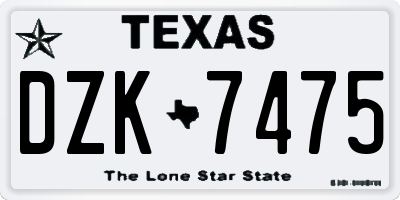 TX license plate DZK7475