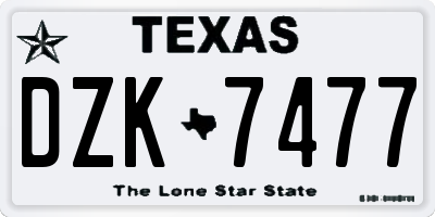 TX license plate DZK7477