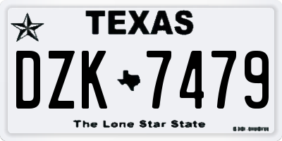 TX license plate DZK7479