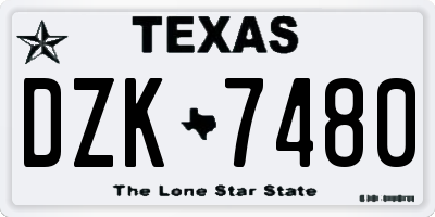 TX license plate DZK7480