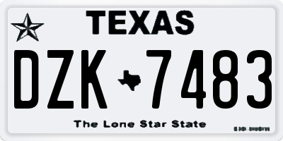 TX license plate DZK7483