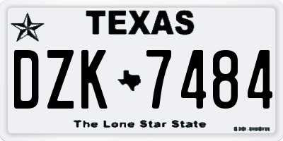 TX license plate DZK7484