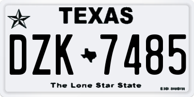 TX license plate DZK7485