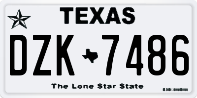 TX license plate DZK7486