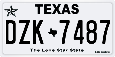 TX license plate DZK7487