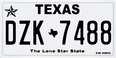 TX license plate DZK7488