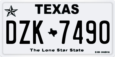 TX license plate DZK7490