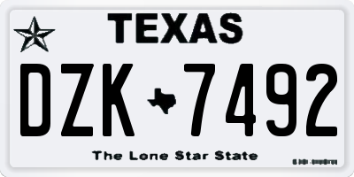 TX license plate DZK7492