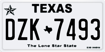 TX license plate DZK7493