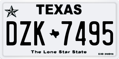 TX license plate DZK7495
